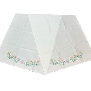 Vtg Hand Embroidered Floral Pillowcases Set of 2 Floral Romantic Farmhouse Queen